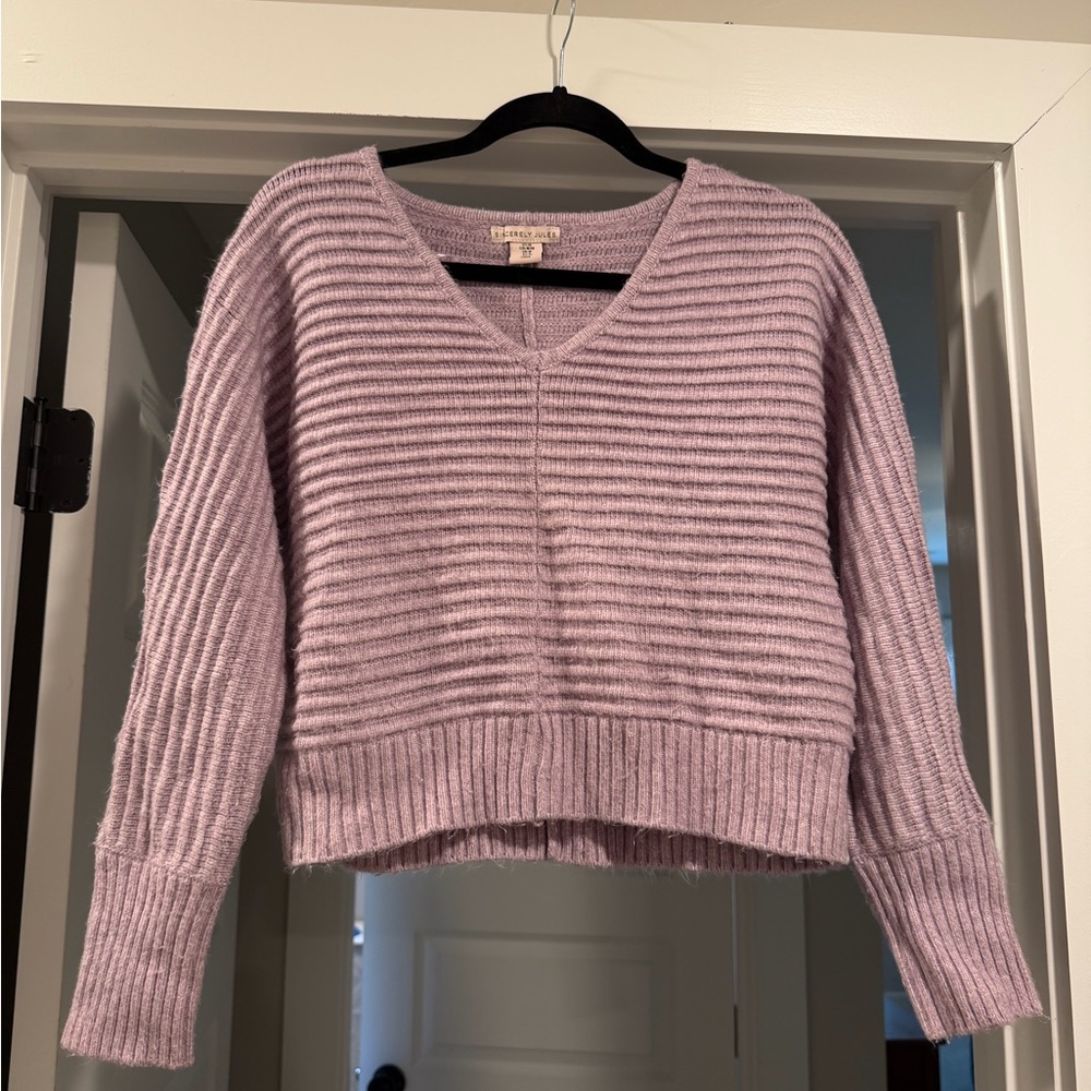 Sincerely Jules Lavender Ribbed V-Neck Sweater